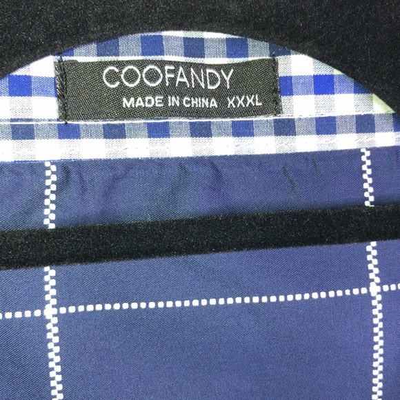 COOFANDY Men's Navy Blue Window Pane Button Down Shirt ~Sz XXXL - Picture 2 of 15